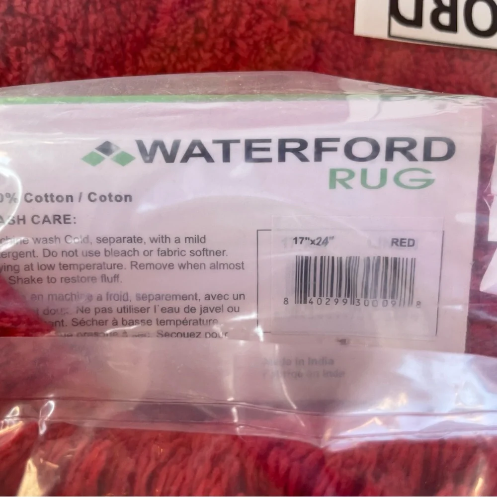 Waterford Collection 100% Cotton Tufted Bath Rug 17 in x 24 in Red New